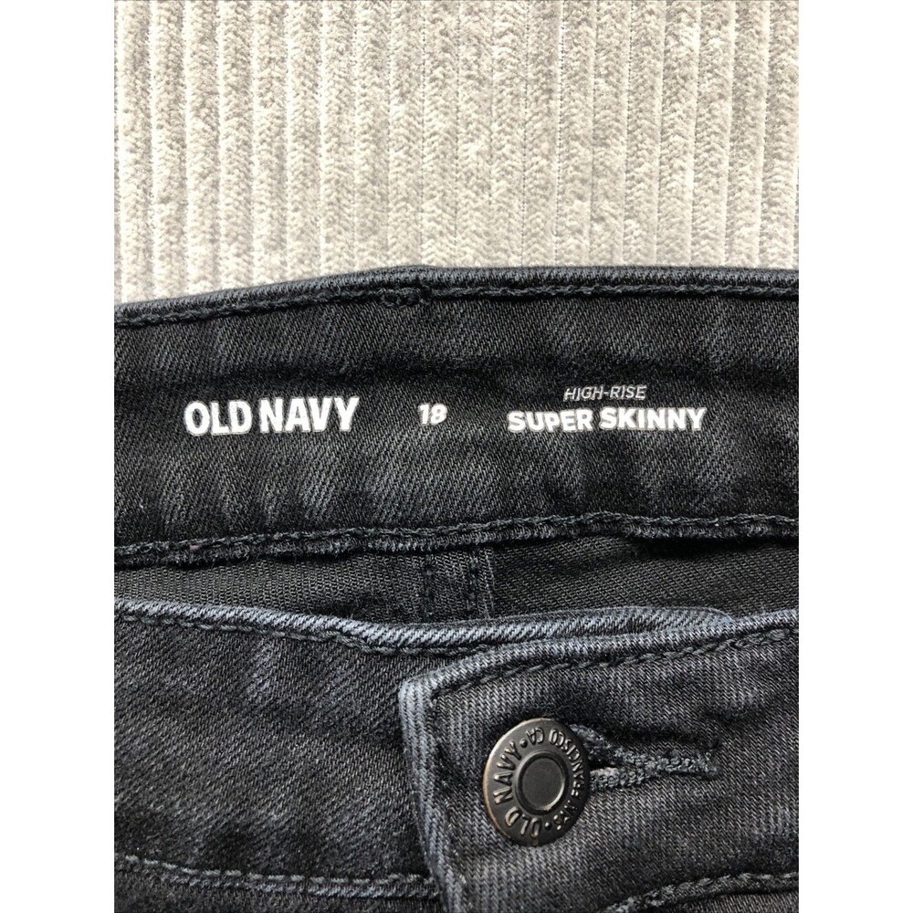Old Navy Super Skinny Jeans Size 18 Black Mid Rise Black Wash - Picture 5 of 16